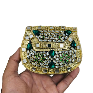 Bolso de mano de lujo de diseñador hecho a mano con piedras, resina, latón, mosaico y metal, estilo corona, listo para enviar desde India por HAND MADE CRAFT - Product Image 1