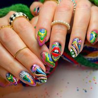 Faux Ongles en Acrylique Artificiel à Couverture Complète, avec Miroir Noir, Amovible, pour Halloween, 24 Pièces
