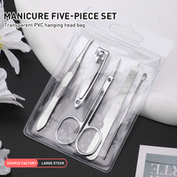 Nouveau produit : Fournitures pour ongles pour supermarché, emballage suspendu en PVC, sac de 5 pièces, outils à ongles, coupe-ongles, ensemble de manucure et pédicure