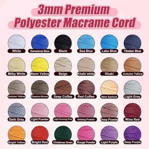 Cordón de Macramé 100% Poliéster de 3 mm y 250 g, Hilo Grueso para Alfombras y Crochet - Product Image 6