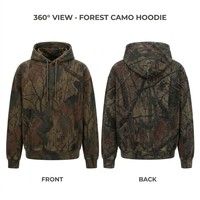 Hoodie V-Neck Camo Acid Wash 460gsm 100% Katun Berat, Ukuran Besar, Model Kotak, Custom, Hoodie Pria Berat, Vintage