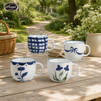 Ensemble de tasses à café en céramique SWT Classic Flower, soucoupe à pétales bouffants, tasse à thé, passe au lave-vaisselle, cadeau adorable, maison, bureau, café