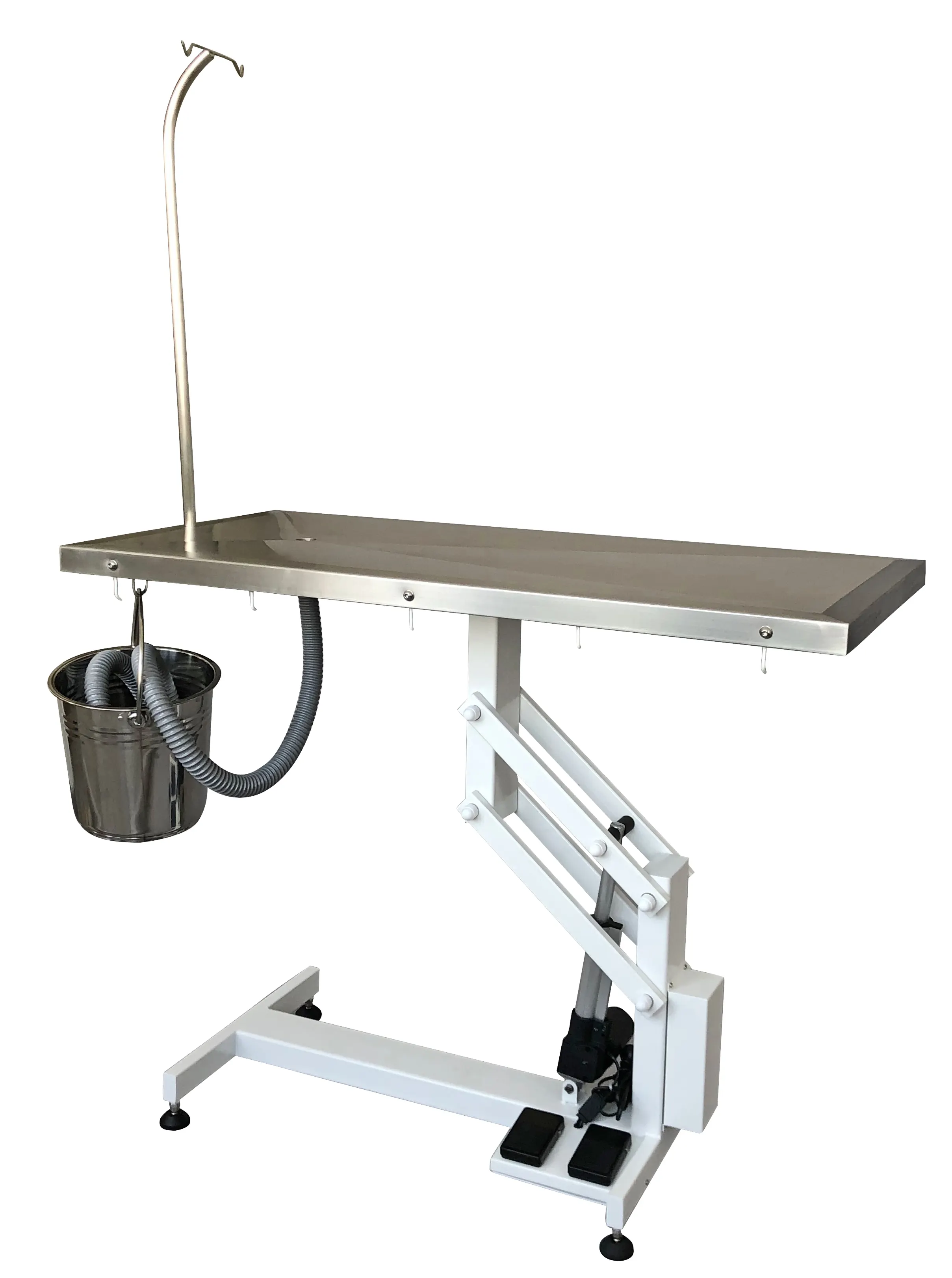 SUS304 S/S โต๊ะเสา IV คลินิกสัตวแพทย์ตารางปฏิบัติการคลาสสิกรูปตัว Z โต๊ะปฏิบัติการไฟฟ้าของโรงพยาบาลสัตว์เลี้ยง