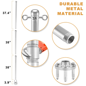 Jh-mech mât de <span class=keywords><strong>voile</strong></span> d'ombrage OEM 10 pieds auvent support <span class=keywords><strong>poteau</strong></span> enduit argent acier inoxydable mât de pare-soleil - Product Image 4