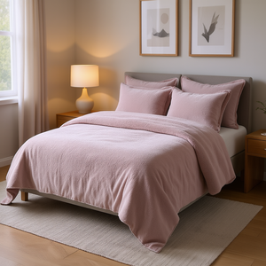 Ensemble de couette réversible en sherpa, 4 pièces, couleur unie, literie durable pour usage domestique - Product Image 2