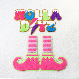 Parches bordados de chenilla personalizados directos de fábrica, diseño navideño para ropa con letras y logotipo - Product Image 1