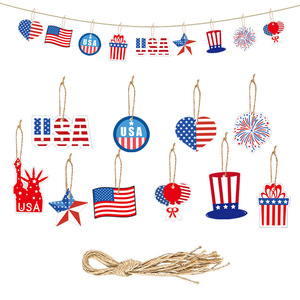 Adornos de Papel para el Día de la Independencia de EE. UU., Forma de Corazón, Decoraciones para Fiestas con Cuerda de Cáñamo para Celebraciones - Product Image 3