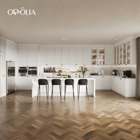 Îlot de cuisine en quartz OPPOLIA, table de cuisine sur mesure, fournitures de conception personnalisée, armoires de cuisine modernes de luxe entièrement équipées en bois laqué