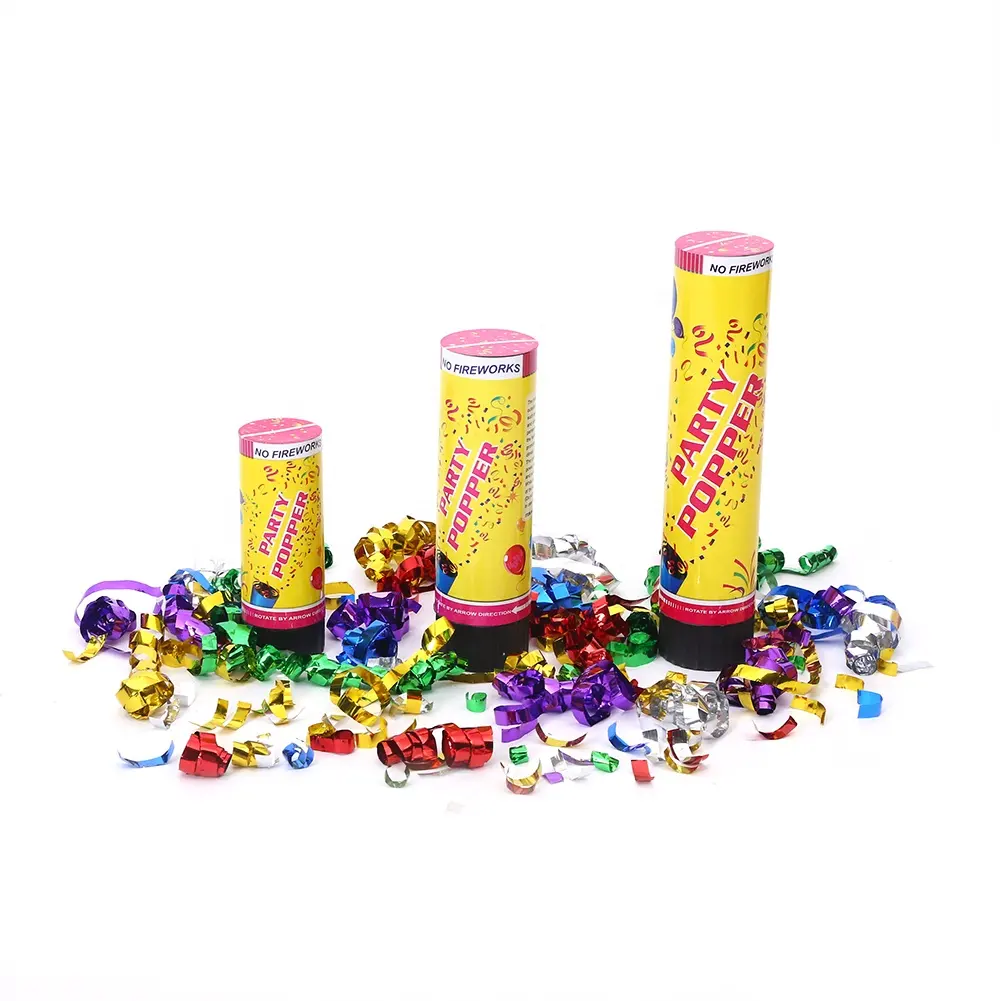 Lanzador de confeti para niños, 10,5 cm, con resorte, papel metálico, confeti, popper de fiesta