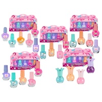 LK Set de Maquillaje Lavable Ecológico de Plástico para Niñas de 2 a 9 Años, Juguete de Simulación de Esmalte de Uñas Multicolor, Kit de Maquillaje Real