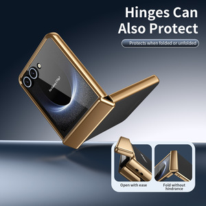 Étui <span class=keywords><strong>de</strong></span> luxe en cuir PU plaqué avec charnière et film <span class=keywords><strong>de</strong></span> protection intégral en verre antichute pour <span class=keywords><strong>Samsung</strong></span> Galaxy Z Flip 8 7 6 5 4 3 - Product Image 5