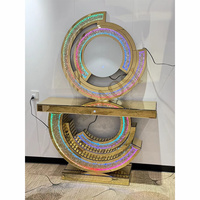 Table console miroir moderne en or et diamants concassés, fabrication professionnelle, pour salon de villa et d'hôtel