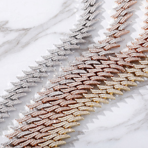 European American New Full Thorn Cuban Box <b>Chain</b> <b>Copper</b> Unisex High-quality Hip-hop Necklace Jewelry - Product Image 1