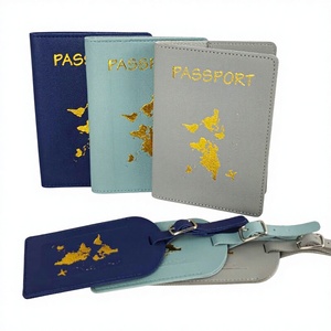 Set de Pasaporte y Libreta de Viaje en Cuero PU con Logotipo Personalizado, Etiqueta de Equipaje con Mapa en Relieve y Porta Libreta - Product Image 1