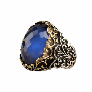 Anillos de Plata de Ley 925 con Zirconia Azul, Estilo Turco Moderno, con Engaste de Bisel, para Hombre, Regalo para Boda, Compromiso, Aniversario o Fiesta - Product Image 2