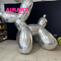 Chien gonflable géant mignon en argent pour la décoration de scène, mascotte de chien de dessin animé gonflable, ballon