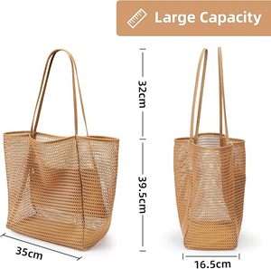 <strong>Large</strong> Capacity Daily Use Neutral Color Multi-pocket <strong>Beach</strong> Mesh <strong>Bag</strong> - Product Image 2