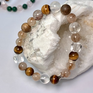 Pulsera <span class=keywords><strong>de</strong></span> Cuarzo Rutilado Dorado con <span class=keywords><strong>Ojo</strong></span> <span class=keywords><strong>de</strong></span> <span class=keywords><strong>Tigre</strong></span> Natural <span class=keywords><strong>de</strong></span> 8mm, Pulsera Elástica <span class=keywords><strong>de</strong></span> Cuentas con Energía Curativa para la Riqueza y la Suerte - Product Image 5