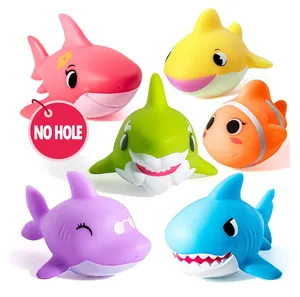 Sunq Factory Directly Supply Baby Rubber Toddler Bath Toys Silicone Bath No Hole Bath Toy For 12 Months Kidsbath Shark Toy Set