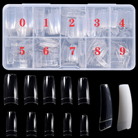 500 faux ongles carrés français à demi-couverture, longs, durables, ajustement parfait, transparents, naturels, en ABS, pour doigts, acrylique et gel