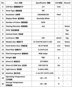 2.4 Inch TFT LCD Module 240x320 Resolution SPI Interface Embedded Display - Product Image 5