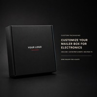 Boîte d'expédition en carton ondulé noir mat avec impression personnalisée pour l'expédition d'électronique et de disques durs, auto-scellante, vente en gros directe usine