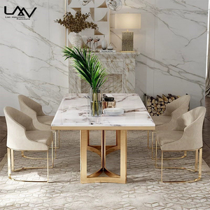 Juego de <span class=keywords><strong>comedor</strong></span> <span class=keywords><strong>cromado</strong></span> moderno y elegante, mesa de cocina con tapa de mármol para el hogar, oficina, restaurante, sala de estar - Product Image 3