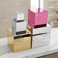 Présentoirs en acrylique miroir, boîtes de présentation carrées, cubes miroir pour mariage, fête, décoration de gâteaux, écologiques, logo personnalisé, nouveauté