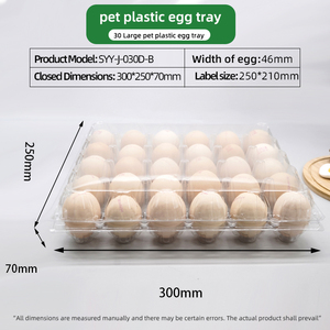 Barquettes <span class=keywords><strong>à</strong></span> œufs rectangulaires transparentes en CPET réutilisables pour œufs frais et œufs de caille, usage agricole et en supermarché - Product Image 6