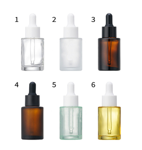 <b>30ml</b> 1oz Cosmetic Skin Care Essential Oil Serum Facial Cleanser Dropper Glass <b>Bottle</b> Screen Printed Luxury Eco-friendly Flat - Product Image 1