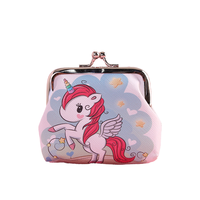 Dompet & Tempat Kartu Anak Motif Kartun dengan Gesper Besi, Dompet Koin, Hadiah untuk Anak-anak atau Wanita, Bahan Poliester