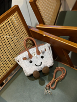 Sacs à main en peluche pour femmes, design personnalisé, vente en gros d'usine OEM, porte-monnaie d'hiver moelleux à visage souriant