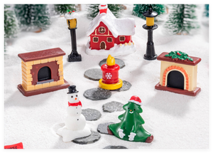 Pequeña <span class=keywords><strong>torre</strong></span> de pared de resina de Navidad árbol Villa casa muñeco de nieve linterna vela estrella caja de regalo figurita y Juguete conjunto de adorno de vacaciones - Product Image 4