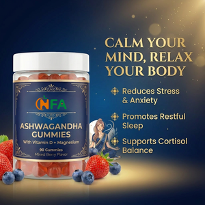 Gummies d'Ashwagandha en gros à action rapide avec Vitamine D et Magnésium, 90 unités, saveur Baies Mixtes, Végétaliennes, pour le Soutien du Sommeil - Product Image 6