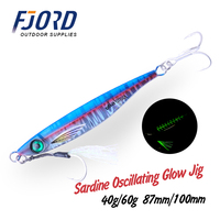 FJORD vente en gros OEM 40g 60g 80g lueur conception plomb métal gabarit appâts avec crochets lumineux leurres de pêche en eau salée