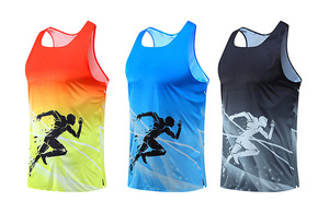 Oem 100% Polyester Breathable Quick Dry Fit Marathon Running Lightweight Crew Neck Sport Seamless Tank Top <b>Men</b> Sublimation Gym - Product Image 2