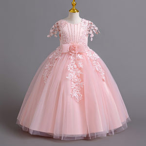 Haute qualité princesse décalcomanie élégante robe de fille en dentelle étincelante 3-15 ans pour les thèmes de mariage et de fête - Product Image 3
