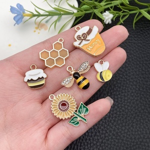 Wholesale Fashion DIY Charms Fruit Flower <b>Bee</b> Honey Cherry Hearts Festival Themed Alloy Pendants for Jewelry Making Supplies - Product Image 6