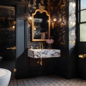 Lusso grande Calacatta Viola lavabo personalizzato in marmo lavandino da bagno Design elegante per l'arredamento della casa - Product Image 1