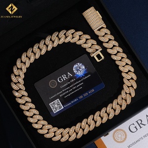 Top Quality 18K Gold Plated Full <b>Iced</b> <b>Out</b> Round Cut Moissanite Miami Cuban Link <b>Chain</b> Hip Hop Necklace Everyday Wear Jewelry - Product Image 3