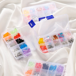Crochets d'oreilles d'ours en résine, 10 compartiments, accessoires de bijoux DIY, ensemble coloré pour la création, printemps 2024, origine Jinhua - Product Image 4