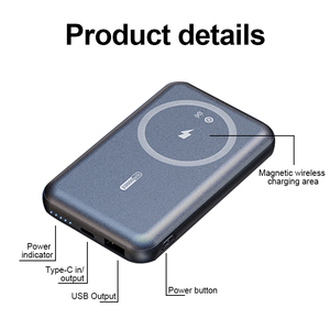 Chargeur Portable Ultra-Mince 10000mah 20W Puissance de Sortie Mini 2-en-1 Banque d'Alimentation Magnétique Sans Fil avec <span class=keywords><strong>Batterie</strong></span> LI-Polymer - Product Image 4