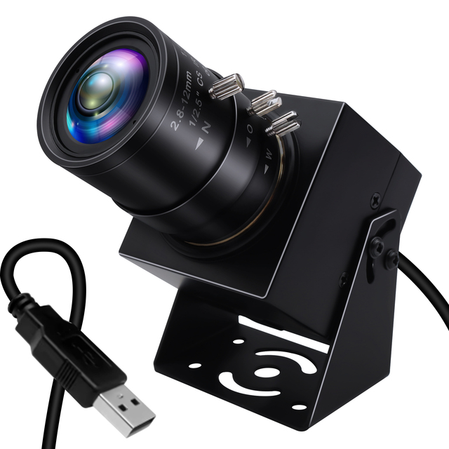 ELP 4K USB Camera 2.8-12mm Variable Focus Manual Zoom IMX317 Security Camera Industrial 8MP Webcam for Online Teaching,Streaming
