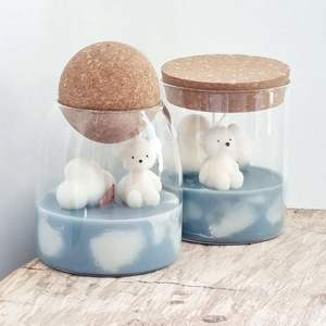 LANJO 450ml/15oz Wooden Food Storage Set 16oz Clear Heat Borosilicate Lid Soy Wax Candle Glass <b>Jar</b> <b>Cork</b> Ball - Product Image 6