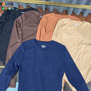 เสื้อผ้าผู้หญิง SUHE OEM ODM แบบหวานๆ สบายๆ เนื้อผ้าชีฟองยืดหยุ่น ไร้รอยต่อ สไตล์โกธิค ทรงปกติ แขนยาว คอทรงกลม ติดกระดุมที่เป้า ผ้าสีพื้น - Product Image 4