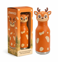 Bouteille d'eau pour enfants en acier inoxydable 304 plaqué cuivre avec logo personnalisé, 20 oz, paille animale, anti-fuite, sans BPA, cadeau scolaire, fourniture OEM