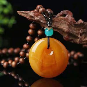 Trendy Resin Pendant Sweater <b>Chain</b> Vintage Amber Stones Natural Drop Carved Ethnic Style Buckle Necklaces for Luxury Gift - Product Image 5