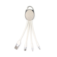 Câble de charge USB universel 3-en-1 écologique 2.4A tressé avec porte-clés pour ordinateur et lecteur de codes-barres (Type-C/micro USB)