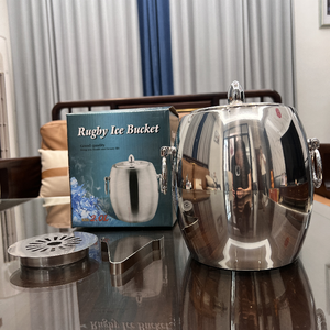 Cubo de hielo de doble pared de acero inoxidable grueso con tapa Cubo de pellets de hielo portátil Cubo de champán frío + toogs/separador - Product Image 4