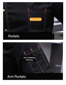 Manteau de chef à manches longues haute performance Absorption d'humidité Résistance à la chaleur pour cuisines Tissu résistant aux taches - Product Image 4